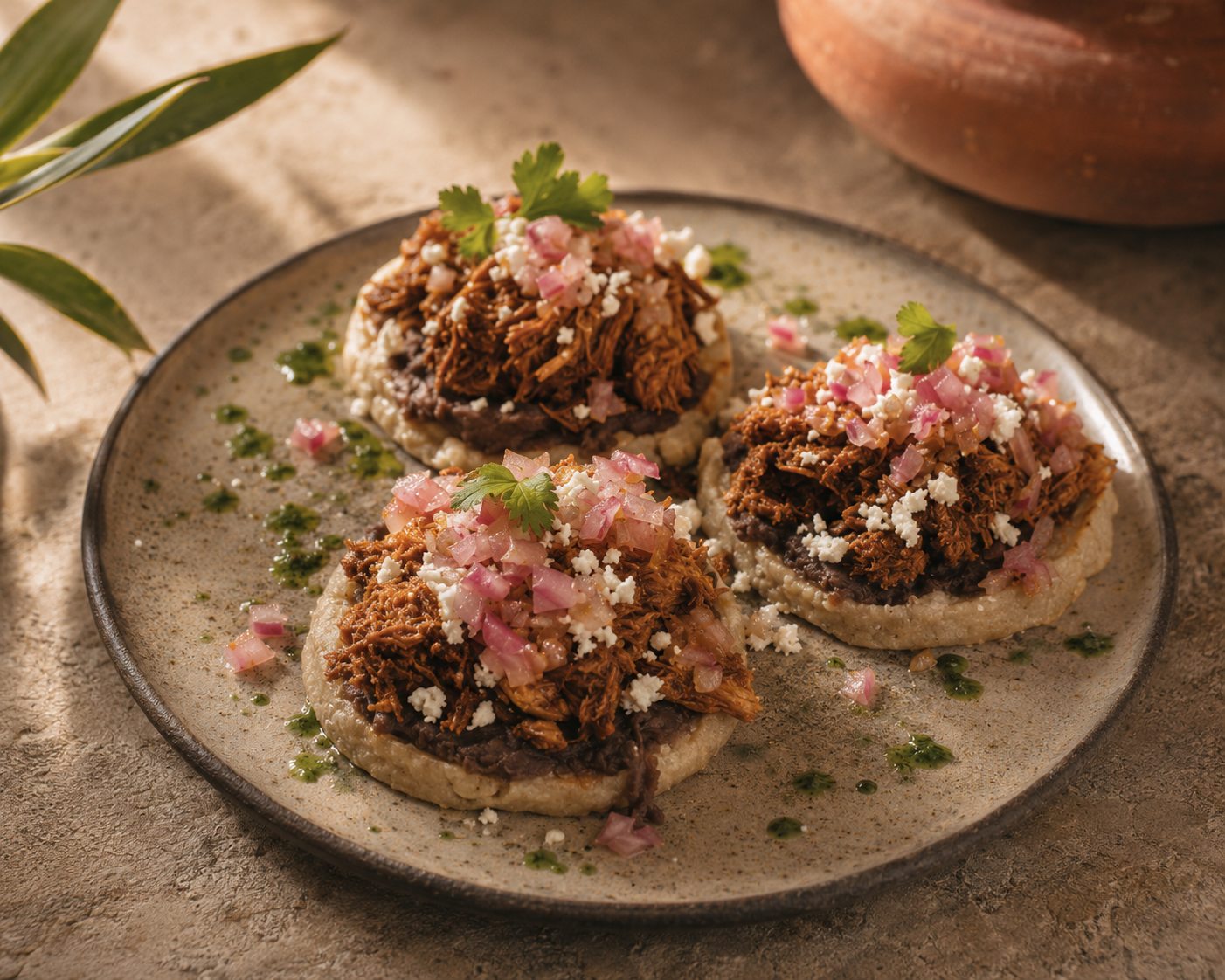 Signature Mexican dish plated by the chef
