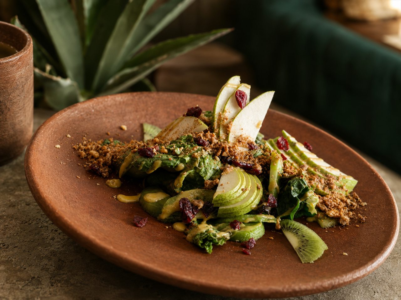 Fresh green salad with avocado